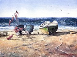 2025-04 Fischerboot am Strand von Ahrenshoop